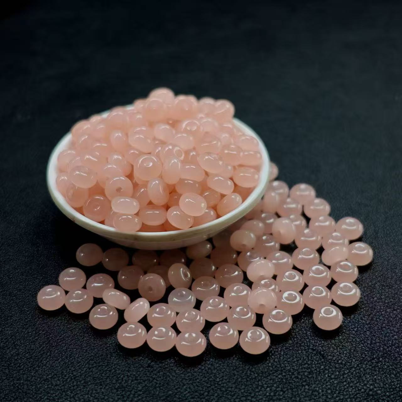 Pink Abacus Loose Beads 8x5mm DIY Jewelry Spacer Beads Chalcedony Gemstone Rondelle Beads for Bracelet Necklace Making 20PCS