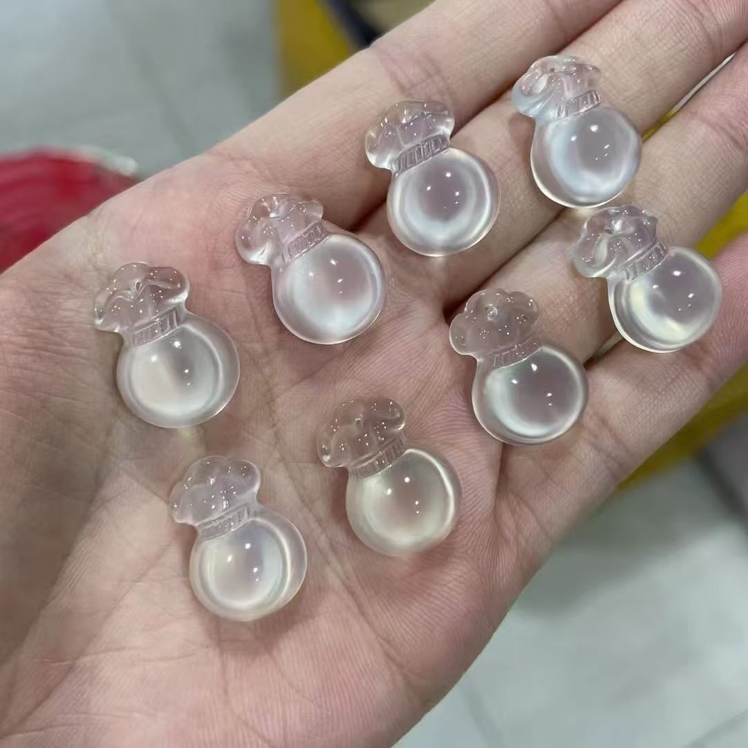 Natural High Ice White Jade Fortune Bag Pendant, Chalcedony Lucky Pouch Charm Necklace, Translucent Gemstone Blessing Amulet Jewelry Accessory