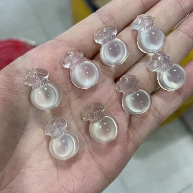 Natural High Ice White Jade Fortune Bag Pendant, Chalcedony Lucky Pouch Charm Necklace, Translucent Gemstone Blessing Amulet Jewelry Accessory