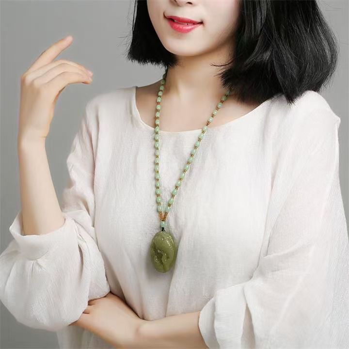 Natural Hetian Jade Fish Pendant Necklace, Hand Carved Green Jade Prosperity Charm, Traditional Yearly Abundance Amulet 20260214 - 05