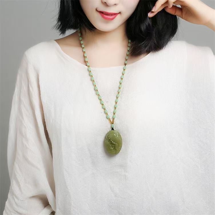 Natural Hetian Jade Fish Pendant Necklace, Hand Carved Green Jade Prosperity Charm, Traditional Yearly Abundance Amulet 20260214 - 05