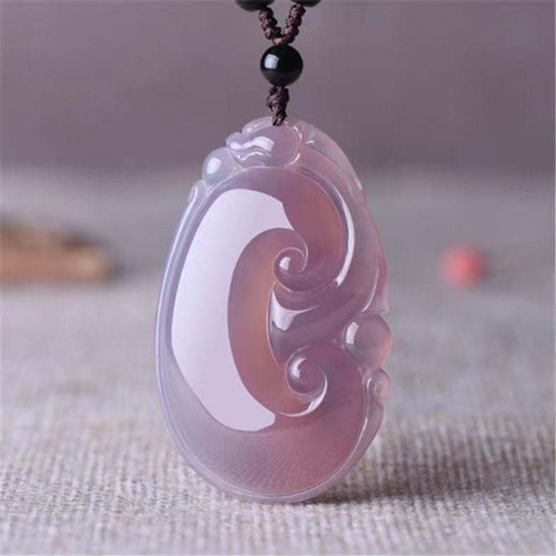 Agate Chalcedony Ruyi Pendant Fortune Longevity Gemstone Necklace