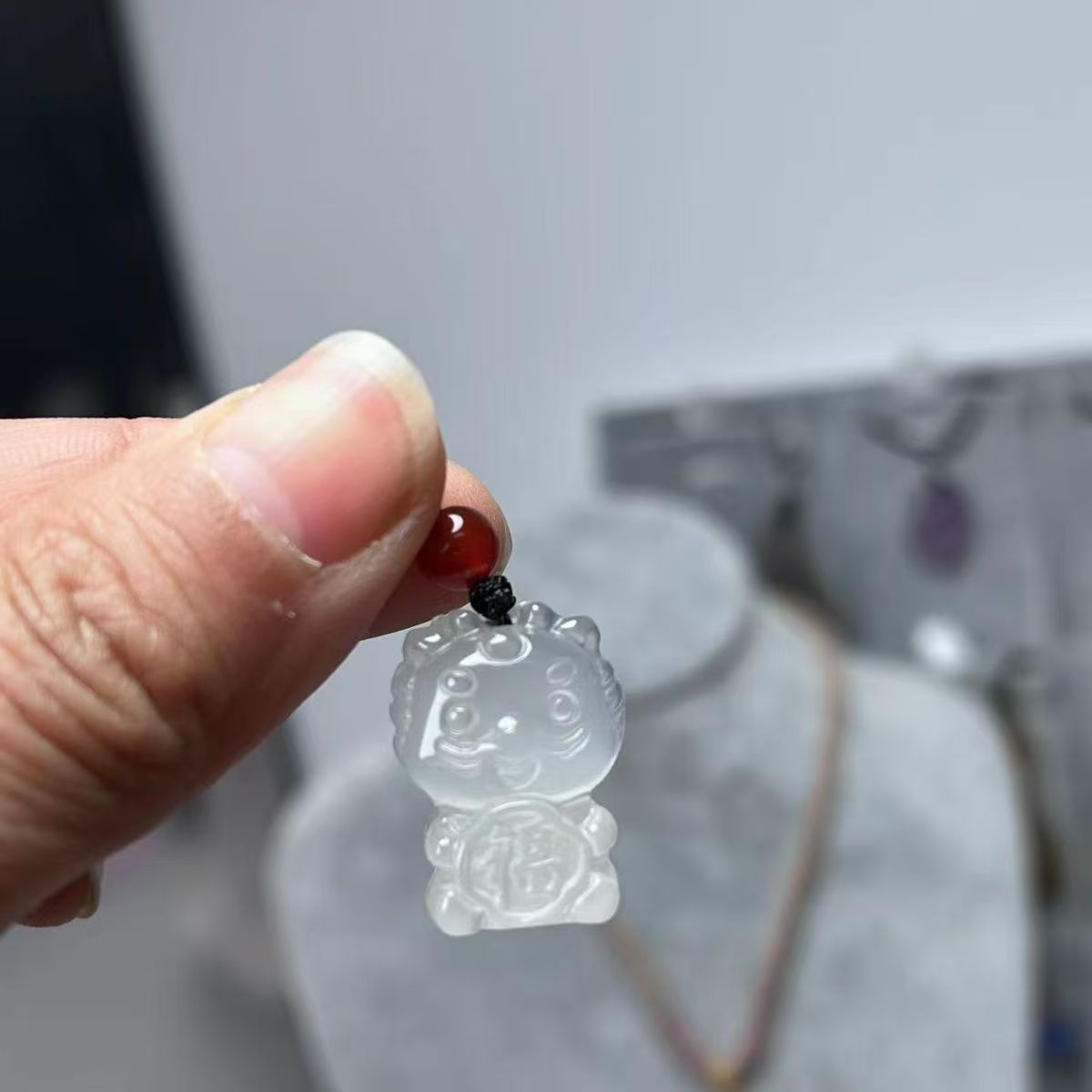 Natural Chalcedony Dragon Pendant Mini Carved Gemstone Charm 3D Zodiac Dragon Amulet Necklace Handcrafted Cord Charm 20260215 - 10