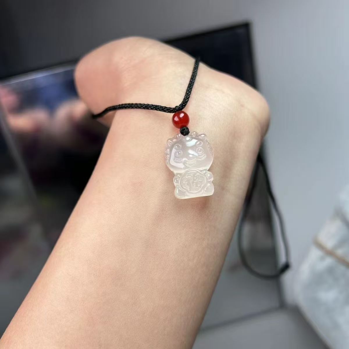 Natural Chalcedony Dragon Pendant Mini Carved Gemstone Charm 3D Zodiac Dragon Amulet Necklace Handcrafted Cord Charm 20260215 - 10