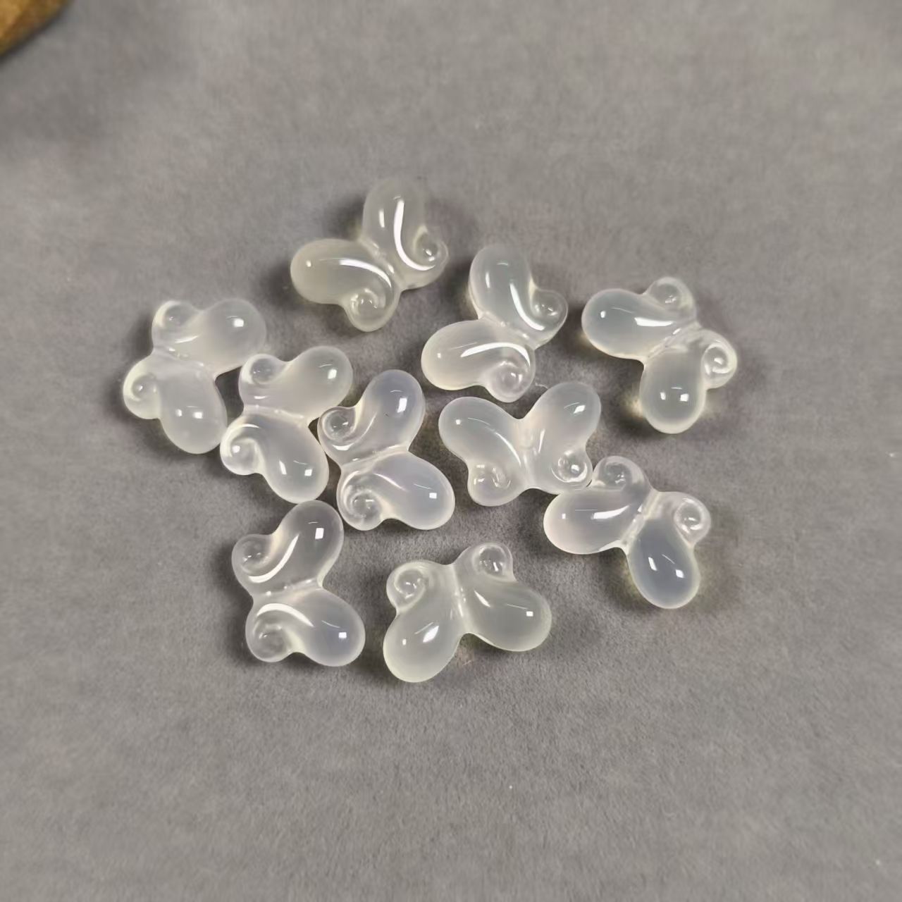 Natural Chalcedony Butterfly Bead Drilled Gemstone Charm DIY Bracelet Jewelry Supply
