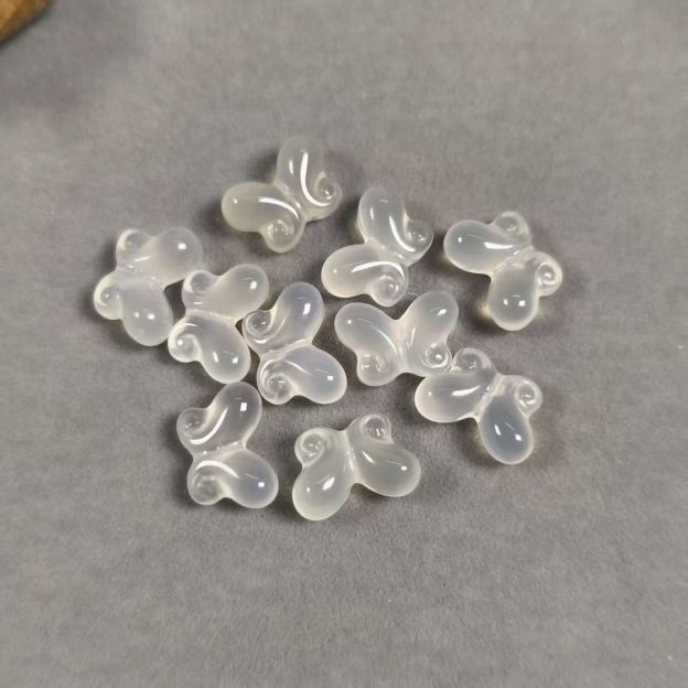 Natural Chalcedony Butterfly Bead Drilled Gemstone Charm DIY Bracelet Jewelry Supply