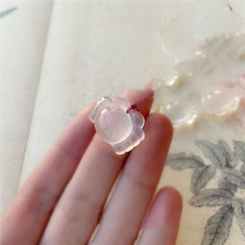 Natural Chalcedony Crab Pendant Cute Gemstone Charm DIY Bracelet Jewelry Supply26022109