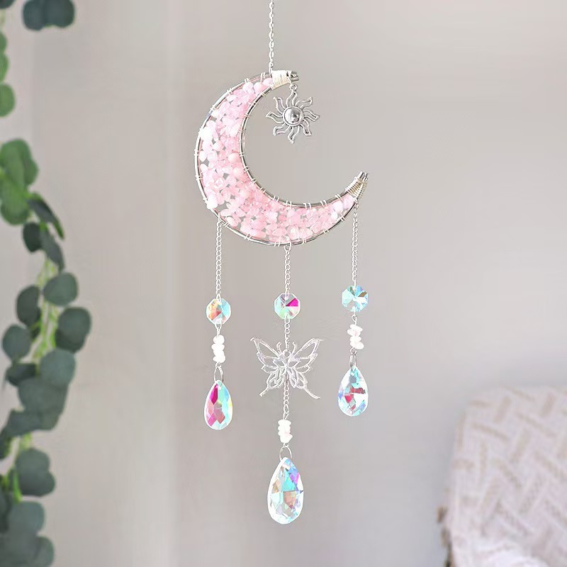 Moon Crystal Suncatcher Butterfly Window Hanging Decor