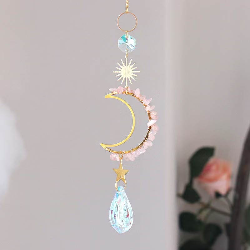Moon Crystal Chip Suncatcher Rainbow Window Hanging Decor
