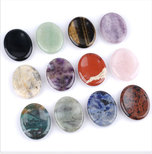 Natural Amethyst Thumb Stone Oval Worry Stone Palm Crystal Massage Stone 45mm
