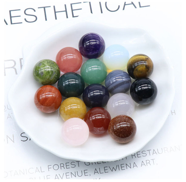 Natural Crystal Sphere Bead, 16mm No Hole Round Stone Bead for DIY Jewelry Making, Display Decor and Handmade Accessory Projects