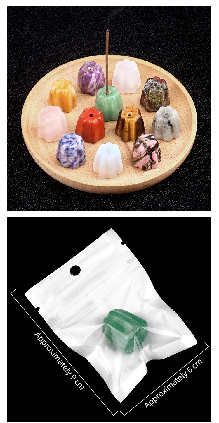 Natural Crystal Flower Incense Holder, Carved Agate Stone Stick Incense Base Mini Aromatherapy Holder Decorative Crystal Burner Ornament