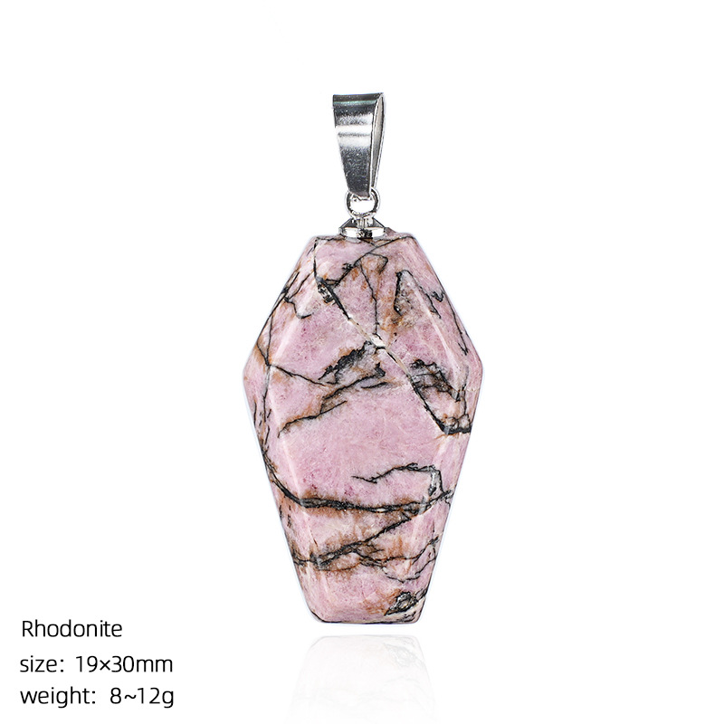 Natural Coffin-Shaped Crystal Pendant Necklace, Faceted Gemstone Coffin Charm, Gothic Style Stone Jewelry for Daily Wear or Seasonal Styling