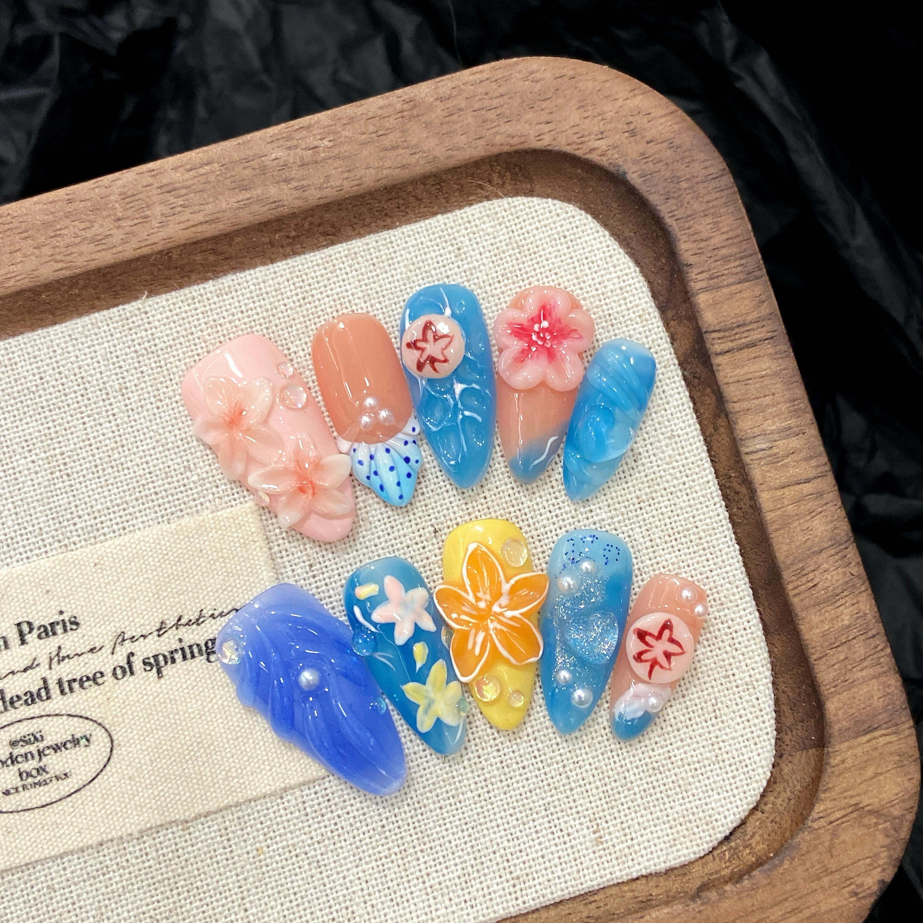 Sculpted Elegance ✨ 3D Flower Handcrafted Enchanted Ten Pieces of Press-On Nails YH672 