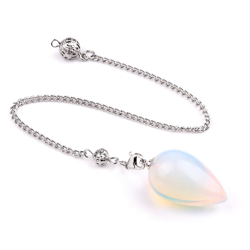 Natural Crystal Teardrop Pendulum Pendant Necklace Stone Dowsing Charm with Chain Jewelry Accessory 20260211-01