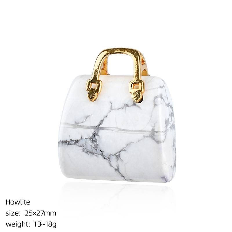 Natural Stone Mini Handbag Pendant, Agate Crystal Bag Charm for Necklace, DIY Decoration or Display Piece