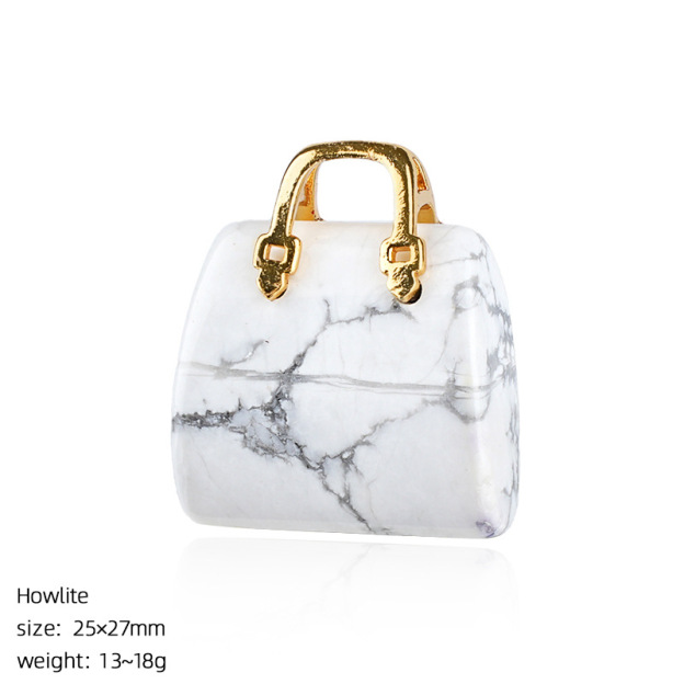 Natural Stone Mini Handbag Pendant, Agate Crystal Bag Charm for Necklace, DIY Decoration or Display Piece