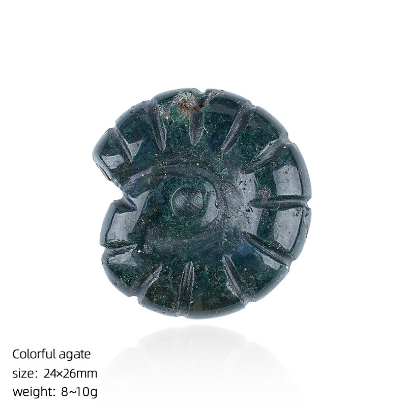 Natural Crystal Sea Shell - Double-Sided Carved Snail Shaped Home Decor for Miniature Scene with No Hole