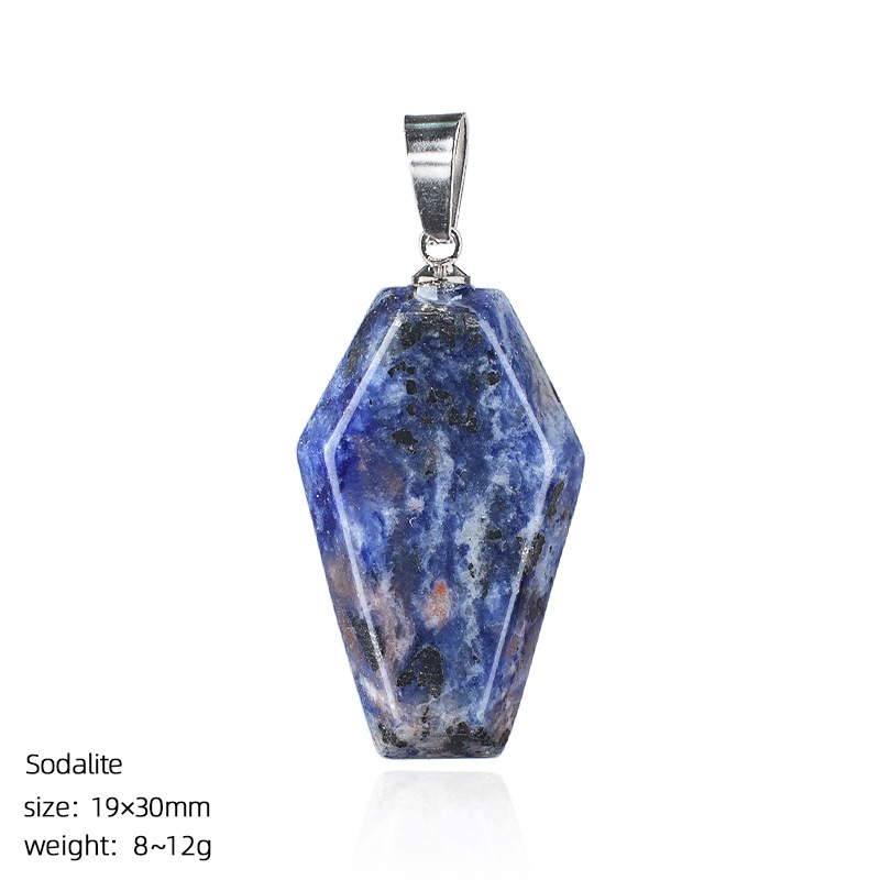 Natural Coffin-Shaped Crystal Pendant Necklace, Faceted Gemstone Coffin Charm, Gothic Style Stone Jewelry for Daily Wear or Seasonal Styling