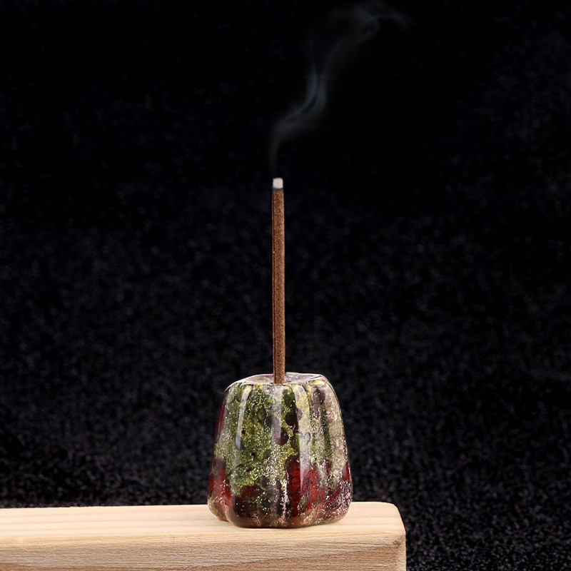 Natural Crystal Flower Incense Holder, Carved Agate Stone Stick Incense Base Mini Aromatherapy Holder Decorative Crystal Burner Ornament