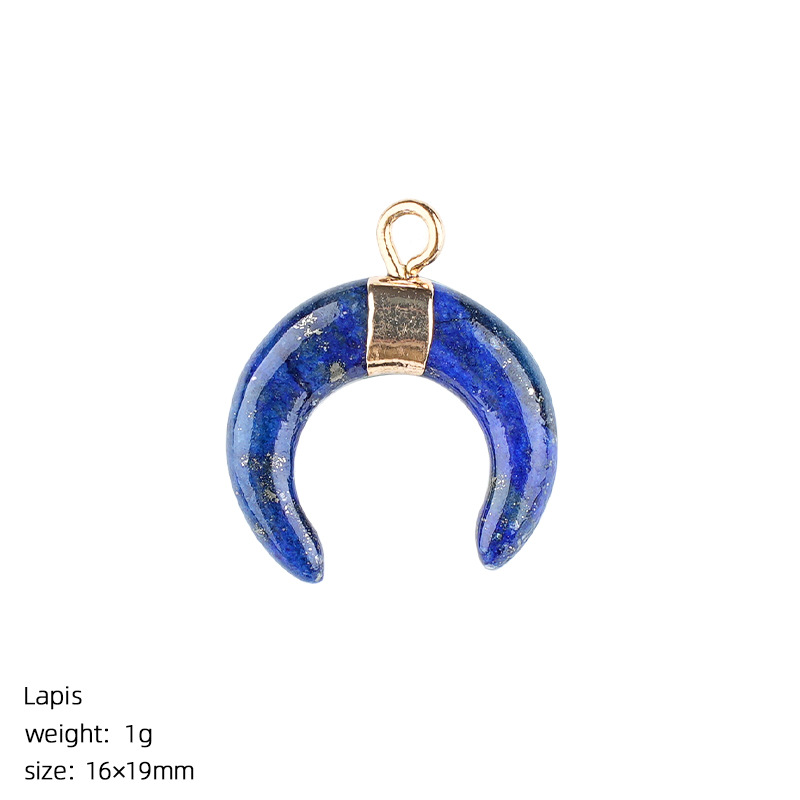 Natural Stone Crescent Moon Pendant Necklace Handcrafted with Adjustable Rope