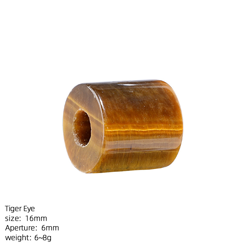 Natural Stone Cylinder Large Hole Beads, 16mm Crystal Agate Barrel Loose Beads with 6mm Hole for DIY Bracelets, Necklaces and Jewelry Accessories