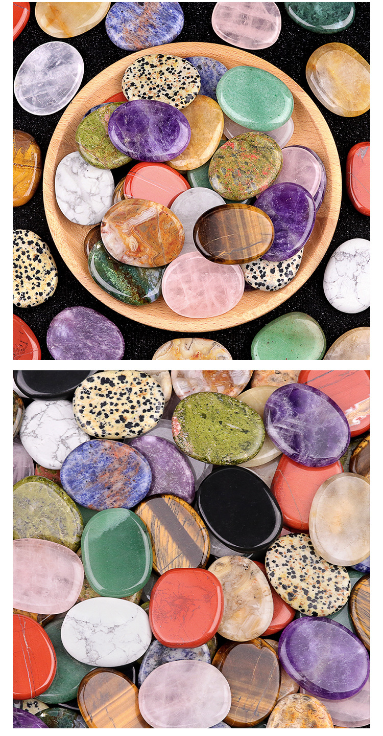 Natural Stone Oval Worry Thumb Stone Palm Relaxation Massage Pocket Stone Smooth Polished Oval Comfort Stone