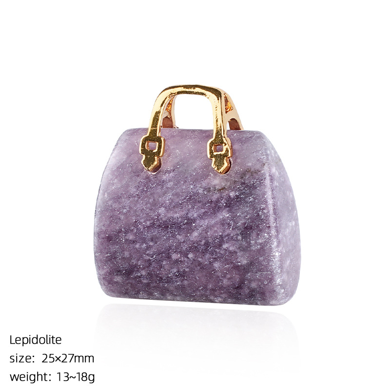 Natural Stone Mini Handbag Pendant, Agate Crystal Bag Charm for Necklace, DIY Decoration or Display Piece