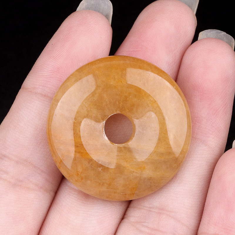 Natural Stone Donut Circle Pendant DIY Necklace Charm Round Large Hole Amulet Style Smooth Polished Minimalist Fashion Accessory