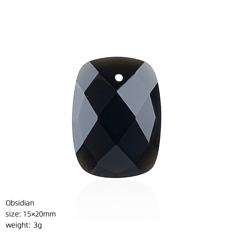 Natural Stone Faceted Rectangle Pendant Charm for DIY Necklace Bracelet Earrings Hair Accessories Craft Pendant