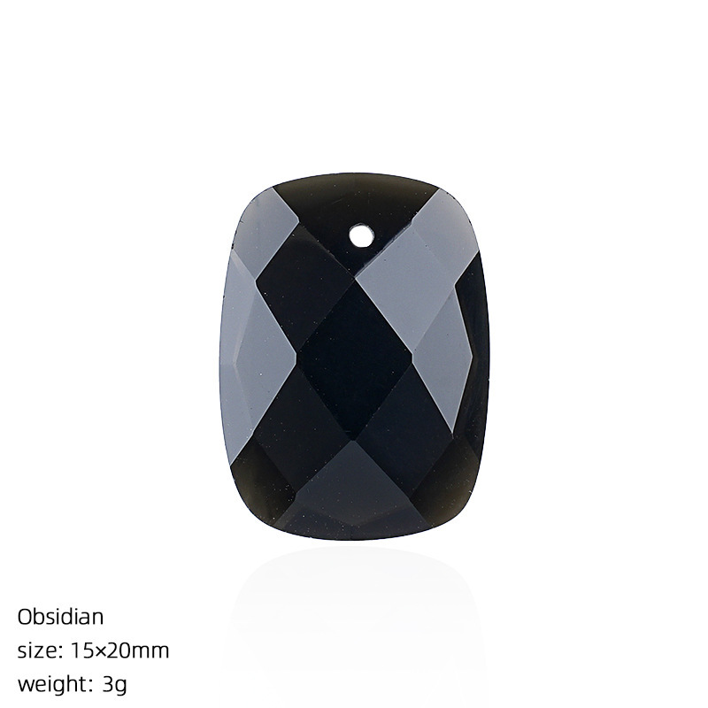 Natural Stone Faceted Rectangle Pendant Charm for DIY Necklace Bracelet Earrings Hair Accessories Craft Pendant