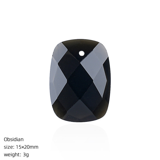 Natural Stone Faceted Rectangle Pendant Charm for DIY Necklace Bracelet Earrings Hair Accessories Craft Pendant