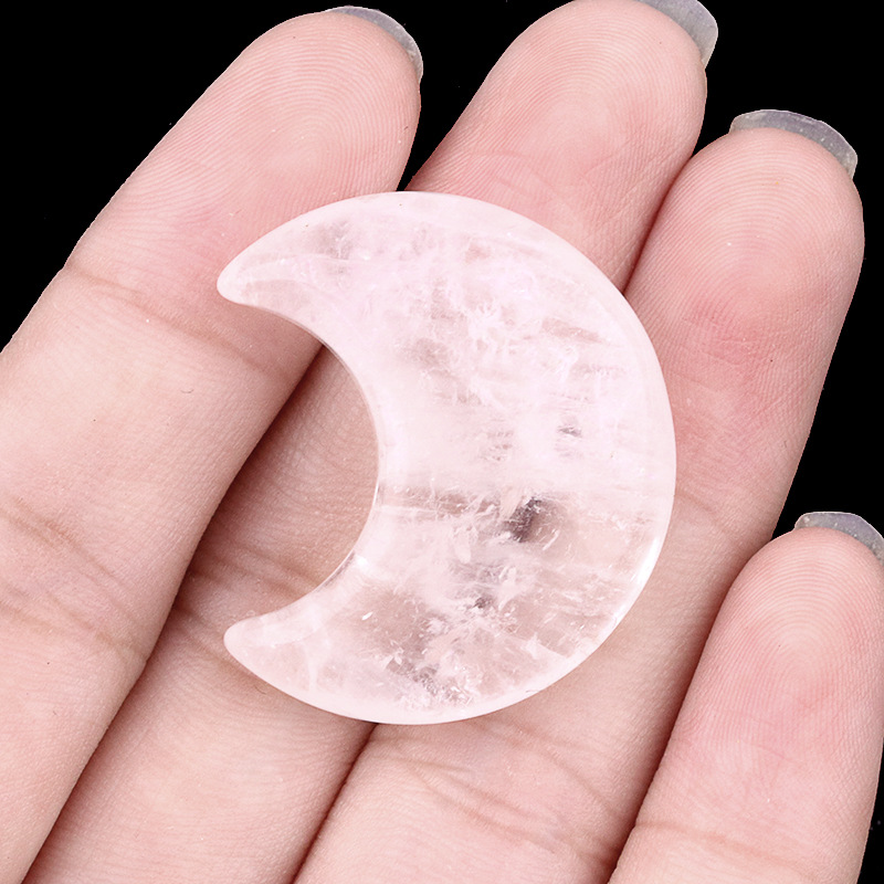 Natural Crystal Moon Charm Crescent Stone Carving No Hole