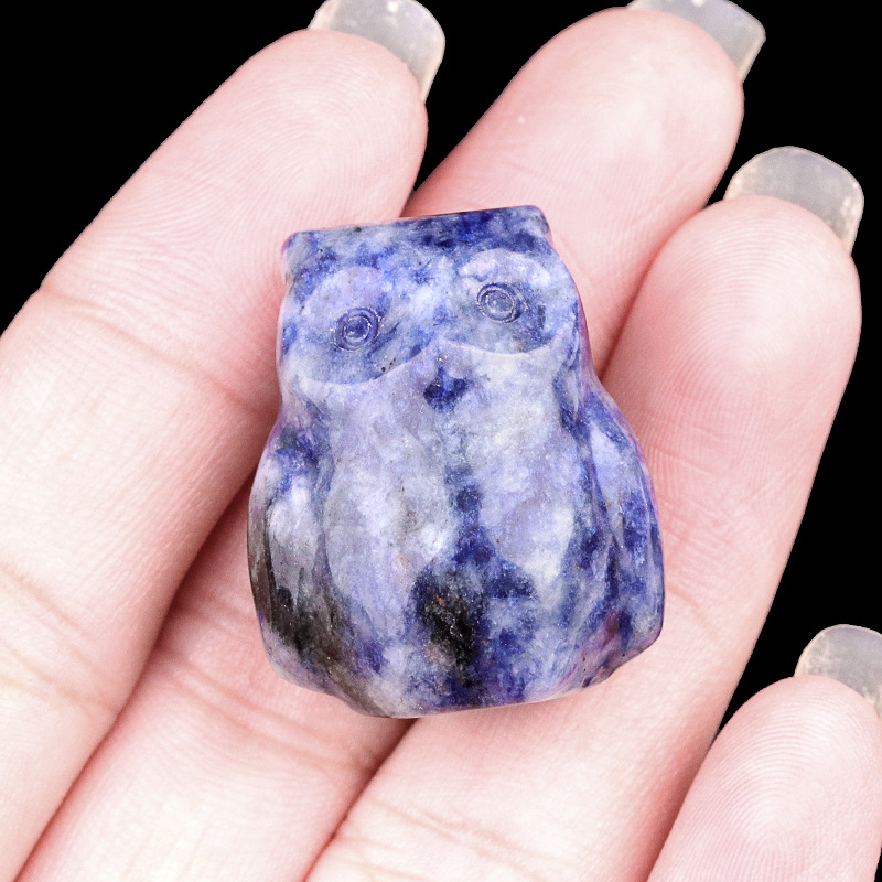 Natural Stone Owl Mini Figurine Hand Carved Animal Desk Decor Small Owl Statue Home Display Collectible Ornament Gift