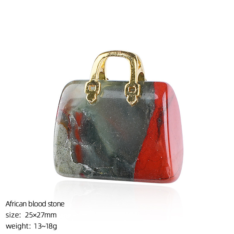 Natural Stone Mini Handbag Pendant, Agate Crystal Bag Charm for Necklace, DIY Decoration or Display Piece