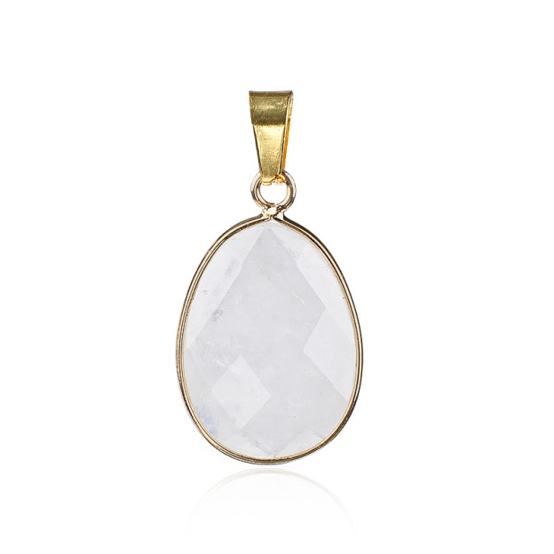 Elegant Oval-Shaped Crystal Pendant with Double Facet Copper Edge Necklace for Fashion