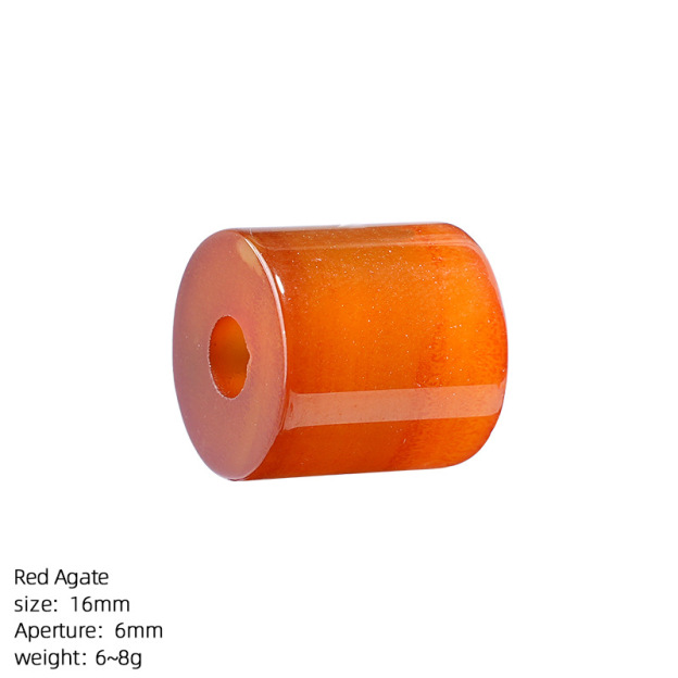 Natural Stone Cylinder Large Hole Beads, 16mm Crystal Agate Barrel Loose Beads with 6mm Hole for DIY Bracelets, Necklaces and Jewelry Accessories