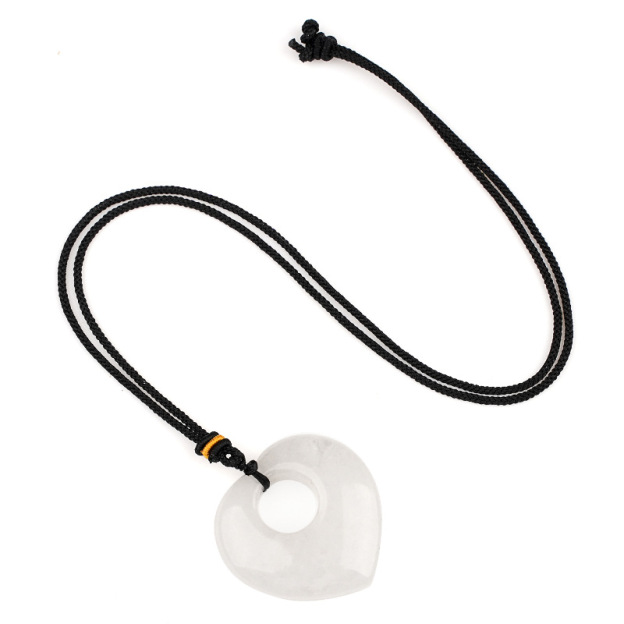 Natural Crystal Heart Stone Necklace, Love Heart Sweater Chain Pendant, Gemstone Heart Charm Long Necklace Gift Jewelry Accessory