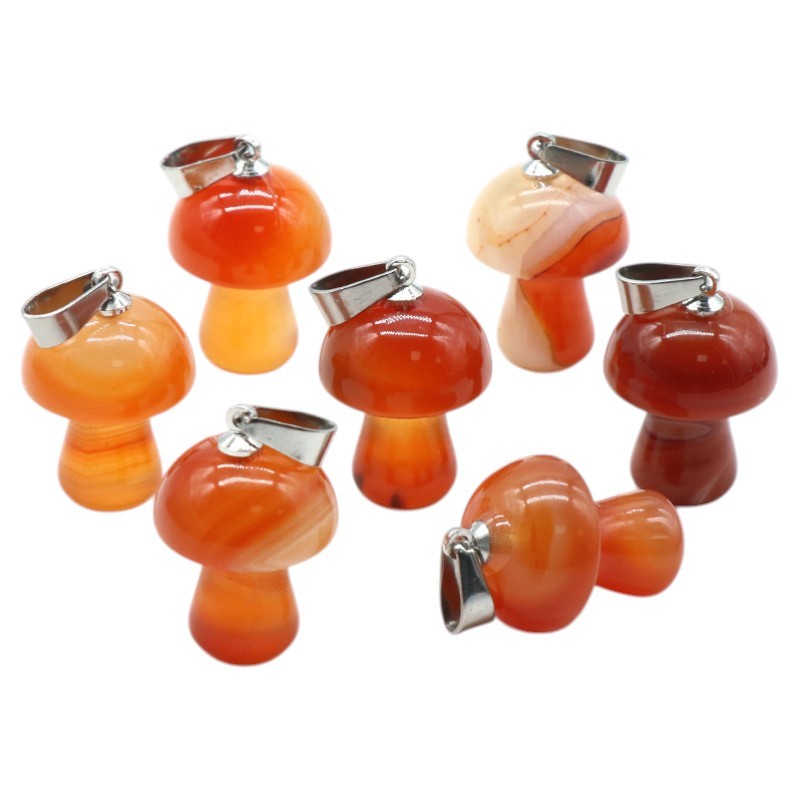 Natural Crystal Mushroom Pendant Small Stone Charm for DIY Jewelry