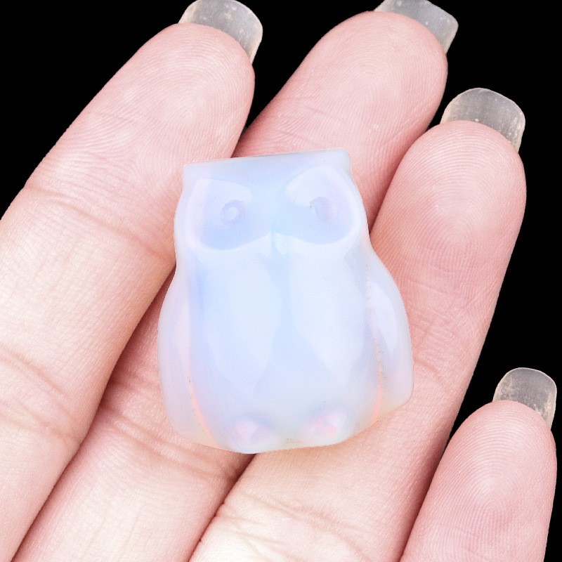 Natural Stone Owl Mini Figurine Hand Carved Animal Desk Decor Small Owl Statue Home Display Collectible Ornament Gift