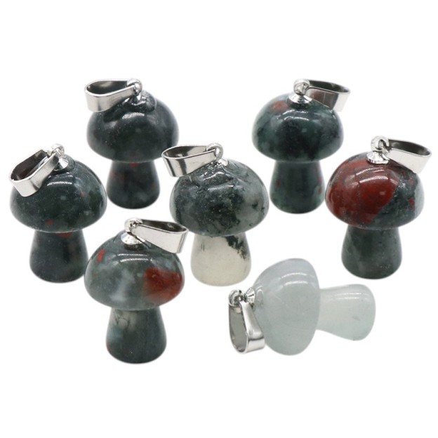 Natural Crystal Mushroom Pendant, Small Stone Mushroom Charm for DIY Necklace, Keychain, Jewelry Making and Cute Everyday Accessories