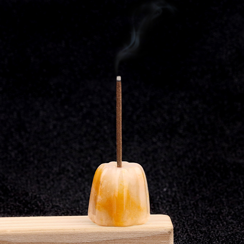 Natural Crystal Flower Incense Holder, Carved Agate Stone Stick Incense Base Mini Aromatherapy Holder Decorative Crystal Burner Ornament