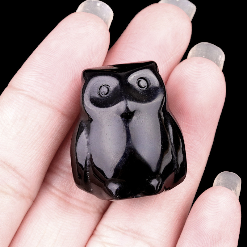Natural Stone Owl Mini Figurine Hand Carved Animal Desk Decor Small Owl Statue Home Display Collectible Ornament Gift