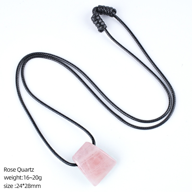 Natural Stone Axe Shape Pendant Necklace Adjustable Rope Hand Carved Vintage Style Large Hole Pendant Necklace