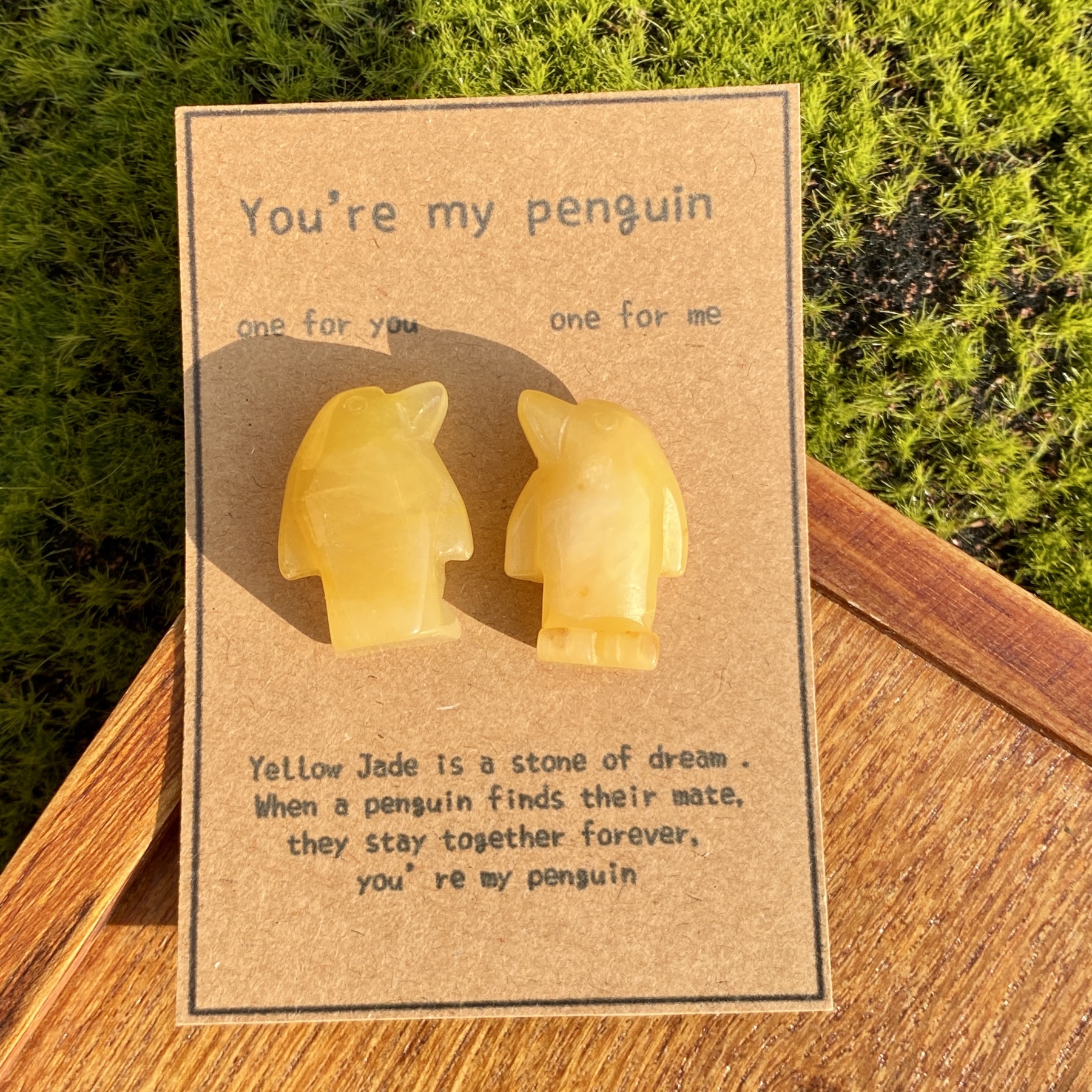 Crystal Rose Quartz Penguin Couple with Message Card, Hand-Carved Natural Gemstone Love Gift for Valentine’s Day, Anniversary, Wedding Keepsake