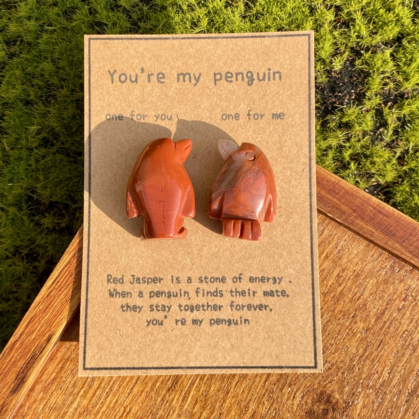 Crystal Rose Quartz Penguin Couple with Message Card, Hand-Carved Natural Gemstone Love Gift for Valentine’s Day, Anniversary, Wedding Keepsake