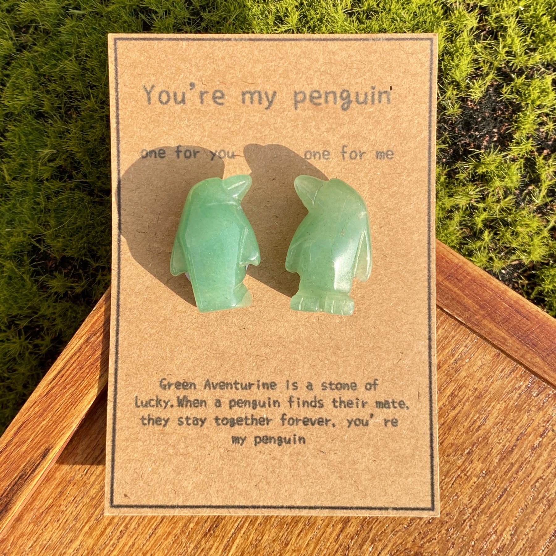 Crystal Rose Quartz Penguin Couple with Message Card, Hand-Carved Natural Gemstone Love Gift for Valentine’s Day, Anniversary, Wedding Keepsake