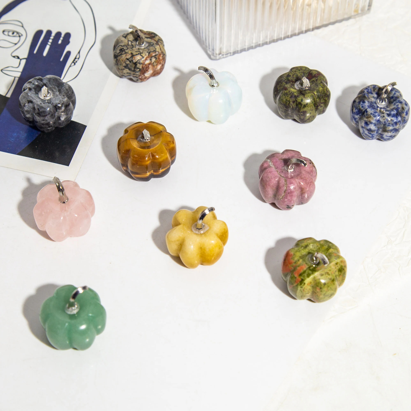 Natural Crystal Pumpkin 30mm Gemstone Carved Table Decoration