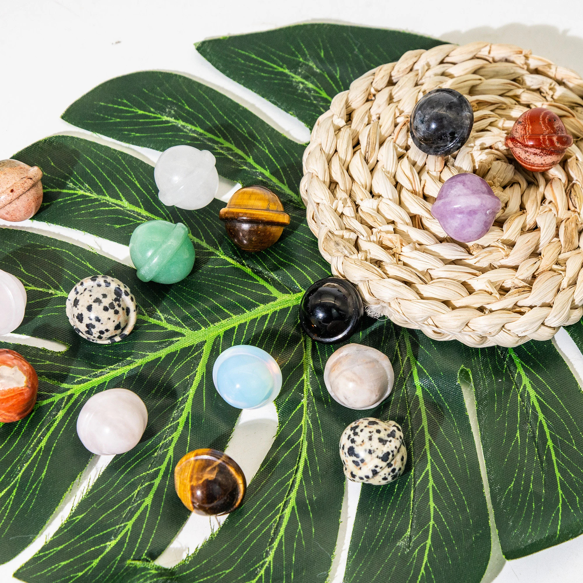 Natural Crystal Mini Planet 20mm Galaxy Carved Gemstone Decorative Ornament