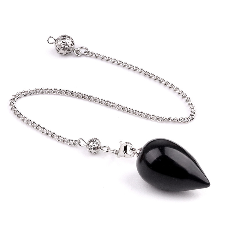 Natural Crystal Teardrop Pendulum Pendant Necklace Stone Dowsing Charm with Chain Jewelry Accessory 20260211-01